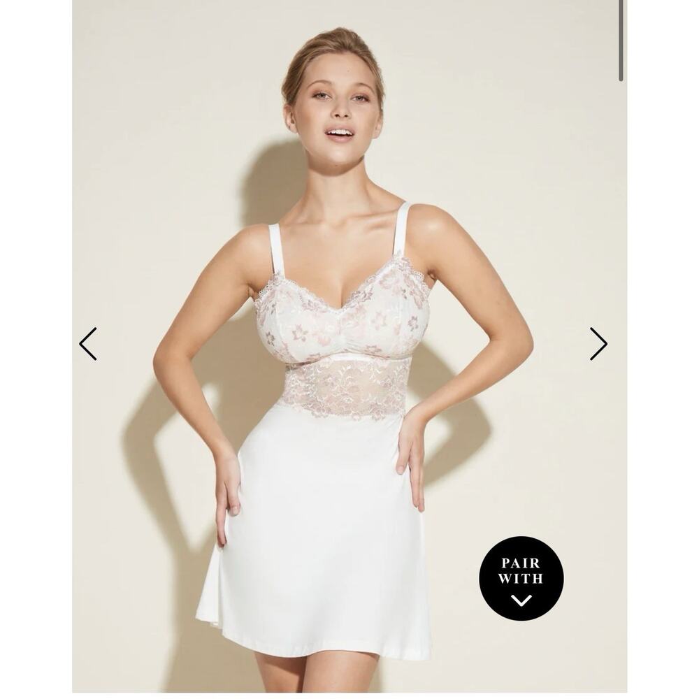 Cosabella Savona Curvy Lace Chemise & G-String Set L Mandorla Moon Lingerie NWT
